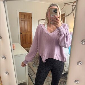 Anthropologie Lilac V-Neck Sweater